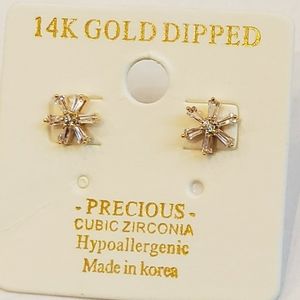 14k gold dipped cz earrings